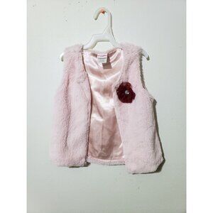 Nannette Kids girl's pink faux fur vest with flower, size 6